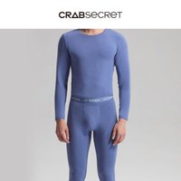螃蟹秘密男保暖内衣男士圆领修身打底情侣秋衣秋裤套装 2019秋季新品 男-蓝莓 L
