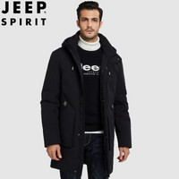 吉普 JEEP 羽绒男2019秋冬新品男士休闲时尚连帽羽绒外套白鸭绒保暖中青年上衣男 TJZ9002 黑色 2XL