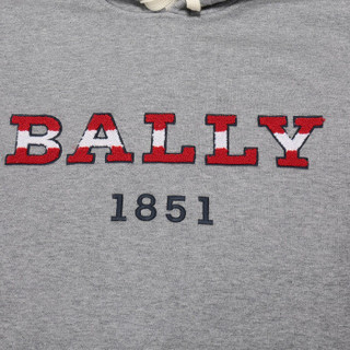 BALLY 巴利 男士灰色LOGO图案棉质连帽卫衣运动衫 M5CA463F 7S255 227 6227271 M码