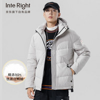 INTERIGHT 羽绒服男短款2019冬季新款男士加厚连帽开衫时尚休闲上衣潮流纯色保暖棉衣外套 WSL-651 米白 XL