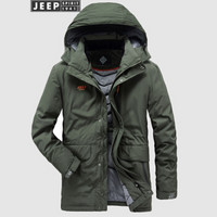 吉普（JEEP）羽绒服男潮流宽松舒适连帽保暖防风外套男2019冬季新品男装 X-LST7373 军绿 2XL