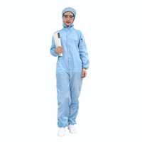 伏兴 防静电连体服防尘服洁净服 防静电工作服电子厂作业服可定制 连体连帽式 蓝色 S/M/L/XL/XXL/XXXL可选