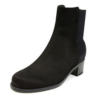 STUART WEITZMAN 斯图尔特·韦茨曼 女士黑色混纺短靴 EASYON RESERVE BLACK SUE/SUE ELASTIC 36.5