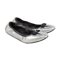 Salvatore Ferragamo 菲拉格慕 女士银色羊皮革芭蕾平底鞋 0718732_1C _ 85