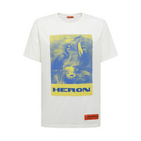 HERON PRESTON 19秋冬新品 男士白色标志印花图案棉质圆领短袖T恤 HMAA004F197600080288 M码