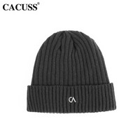 CACUSS Z0409帽子男冬双层加厚加绒毛线帽户外运动休闲保暖针织帽 黑色