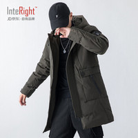 INTERIGHT 棉衣男2019冬季新款中长款棉服男士加厚连帽保暖上衣休闲纯色青年棉袄男装外套 WSL-391 军绿 2XL