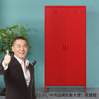 中伟更衣柜员工柜储物柜大衣柜钢制铁皮柜寄存柜鞋柜二门更衣柜可定制红色