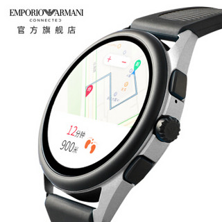 阿玛尼 Emporio Armani 新品手表第5代智能触屏腕表运动男 独立GPS定位心率监测快充 长续航硅胶银带ART5021