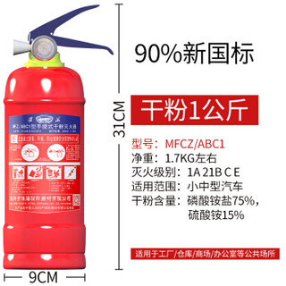 淮海干粉灭火器1公斤 车载灭火器 小汽车用灭火器家庭用商用消防灭火器1kg消防器材MFZ/ABC1 两个装