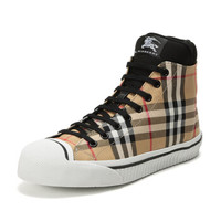 BURBERRY 巴宝莉/博柏利 男款古典黄色Vintage格纹织物高帮运动鞋 80061751 40.5码