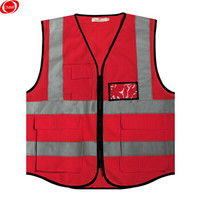 谋福 CNMF反光马甲反光背心 救援服施工夜间作业警示服反光衣骑行环卫施工服 (口袋款 荧光红 仓)8006