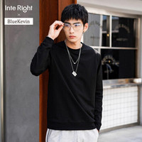 Interight x Bluekevin卫衣男纯色潮流时尚圆领多色男士长袖套头衫 黑色 185/104A(XXL)