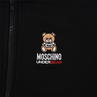 MOSCHINO UNDERWEAR 莫斯奇诺  女士黑色小熊标志棉质小立领开衫卫衣 Z A1708 9026 0555 S码