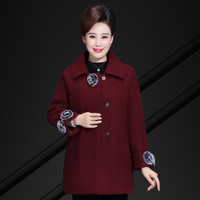 凡淑 妈妈装2019秋冬新品女装40岁50中老年高贵毛呢外套纯色宽松显瘦呢子大衣 JXALXK21069 单外套红色 5XL