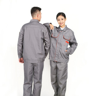 谋福CNMF188劳保劳动帆布电焊工装工作服套装衣服男士防烫耐磨建筑工厂车间厂服工服（ 灰色套装 M）