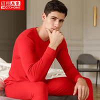 红豆居家男士保暖内衣套装柔软型全棉红豆绒保暖内衣套装221 中国红 180/105