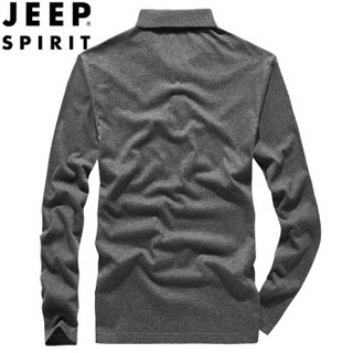 吉普 JEEP 2019长袖T恤男厚款新品休闲翻领体恤衫男装秋冬季男上衣polo衫男 21212067 深灰 2XL