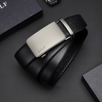 高尔夫GOLF皮带男士头层牛皮商务休闲裤带自动扣真牛皮腰带礼盒P9BV34976J黑叻110-125CM