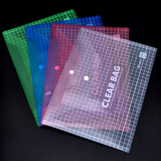 创易（chanyi）12只装A4透明文件袋 公文袋 资料袋 按扣档案袋 办公用品 红色CY209-18C