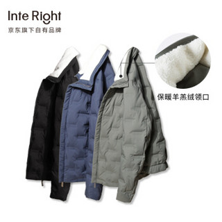 INTERIGHT 羽绒服男 直筒白鸭绒翻领羽绒外套男士冬季保暖韩版潮流羽绒服 YRA9331MI 蓝色 XL