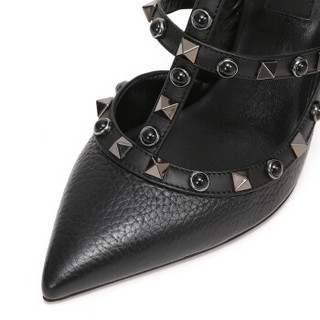 商品valentino 华伦天奴 女士黑色牛皮铆钉装饰踝带高跟鞋 qw2s0393