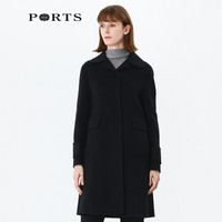 PORTS宝姿2019新品女装经典简约毛呢外套YLA9C313DZW007 BLACK L