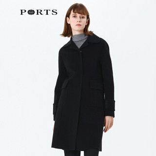 PORTS宝姿2019新品女装经典简约毛呢外套YLA9C313DZW007 BLACK L