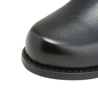 STUART WEITZMAN 斯图尔特·韦茨曼 女士黑色皮革平底高筒靴 RESERVE BLACK NAP/STR GABRDNE 37