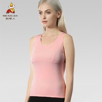 稻草人保暖背心女秋冬加绒加厚保暖内衣冬季贴身收腰美体打底衫单件上衣 EH757W9 浅粉 L