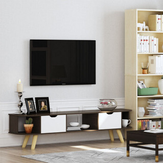 沃变 电视柜 客厅家具现代简约1.6米北欧小户型高脚实木电视柜双门组合柜子 深灰色DSG-C2-01K