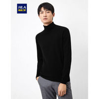 HLA 海澜之家 羊绒衫男2019冬季新品时尚舒适可翻高领套头衫HNZRJ4R009A黑色(12)175/92A(50)