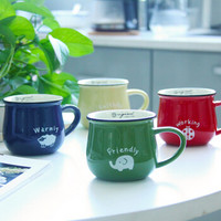 YUNT 韵唐咖啡牛奶杯马克杯办公家用水杯 陶瓷创意个性马克杯（颜色随机） 复古马克杯