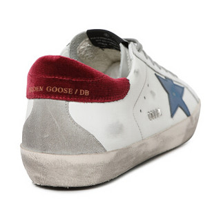 GOLDEN GOOSE 黄金鹅  男士白色牛皮蓝星红尾低帮做旧小脏鞋系带休闲鞋 G35MS590.O91 8/41