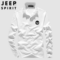 吉普 JEEP 男衬衫2019秋冬季新品男士休闲商务翻领纯色POLO衫男青年时尚上衣男装 RSC96032 白色 3XL