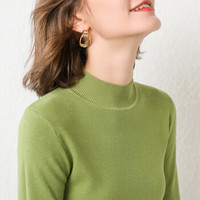 仙丫 2019秋冬季新品女装针织衫女高领套头针织衫圆领短款时尚多色内搭上衣 GZHB9992017 牛油果绿 XXL