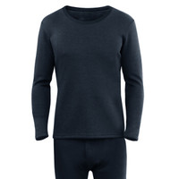 港莎 保暖内衣男加绒加厚套装圆领修身透气德绒保暖大码秋衣秋裤 宝石兰 XL