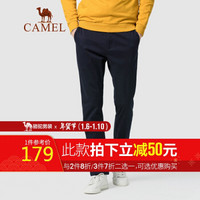 骆驼（CAMEL）男装 2019冬季新款加绒休闲裤男时尚青年潮流修身保暖长裤男 D9P412345H 深蓝33