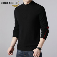 鳄鱼恤（CROCODILE）羊毛衫 男士2019秋冬时尚潮流休闲修身圆领毛衣 2013-X9659 黑色 XL