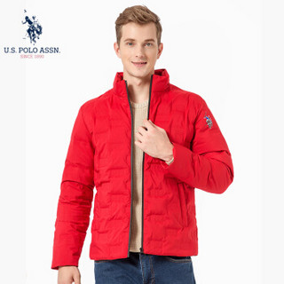 U.S. POLO ASSN.羽绒服男2019年秋冬新品立领加厚休闲防风中青年保暖鸭绒外套男装上衣 6194117164 红色 M