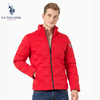 U.S. POLO ASSN.羽绒服男2019年秋冬新品立领加厚休闲防风中青年保暖鸭绒外套男装上衣 6194117164 红色 M