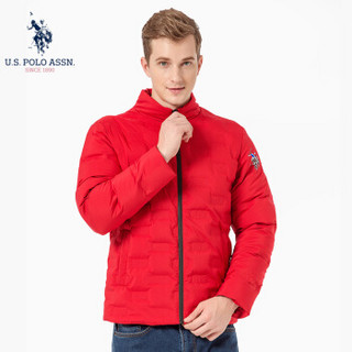 U.S. POLO ASSN.羽绒服男2019年秋冬新品立领加厚休闲防风中青年保暖鸭绒外套男装上衣 6194117164 红色 M