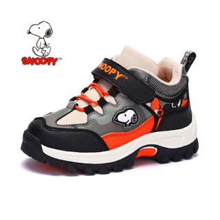 史努比（SNOOPY）童鞋男童棉鞋 加绒保暖运动鞋大棉休闲鞋 S914A8701军绿31