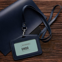 UHOO 优和 真皮卡套头层牛皮商务证件卡套横式 宝蓝6873