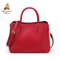稻草人（MEXICAN）包包女包大容量手提包时尚简约单肩斜挎包 红色
