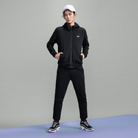 QIAODAN 乔丹 男装运动套装男休闲服保暖针织套装两件套男 XWW4392358 黑色/黑色 L