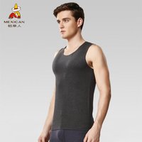 稻草人羊毛保暖背心男秋冬无痕加绒加厚贴身保暖内衣冬季防寒打底秋衣 EH703M9 玄镜黑 XXXL