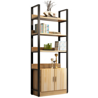 商品皇球货架层架家用书架书柜钢木结构客厅置物架超市展示架浅胡桃板