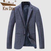 金盾（KIN DON）西服 男2019秋季新款青年休闲平驳领百搭不规则图案商务上衣 D216- 9809 浅蓝色 XL