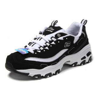 斯凯奇Skechers 女子 熊猫鞋 休闲鞋 D'LITE 运动鞋 99999720/BKW黑色38码